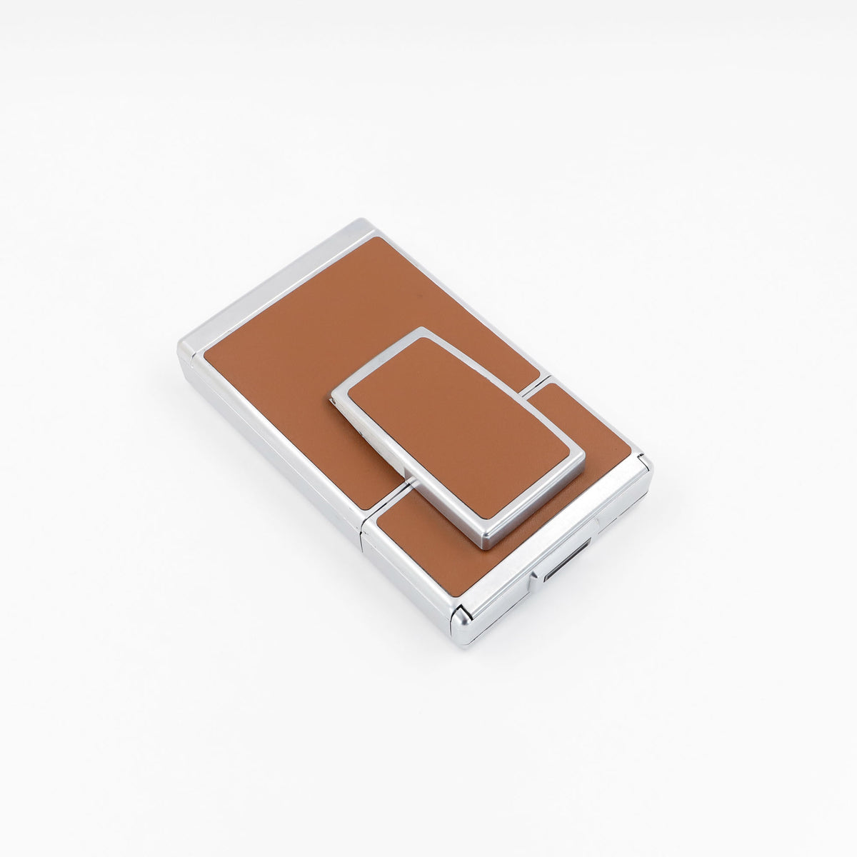 Polaroid SX-70 Land instant camera in silver with restored caramel leather, converted to accept 600 film